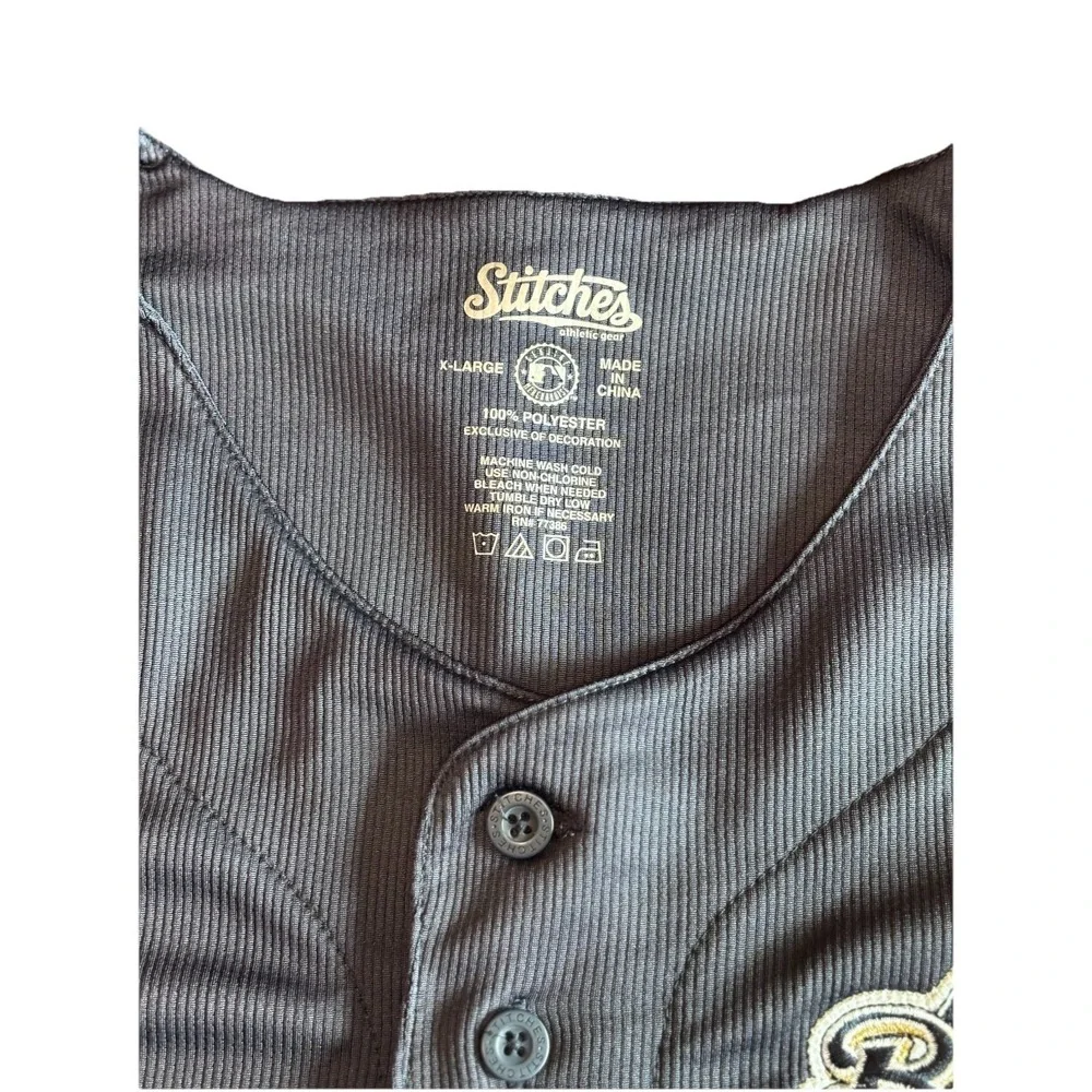 Milwaukee Brewers Stitches‎ Button Jersey Men's XL Navy Gold MLB Baseball Shirt